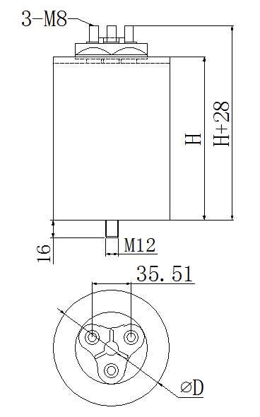 3 Phase Power Capacitor Self Healing Shunt Round Types Outline Drawing