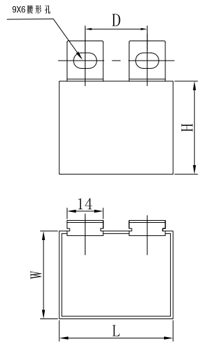 CBB16 Welding Machine DC Filter Capacitor Outline Drawing