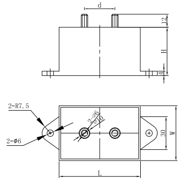 CBB16 Welding Machine DC Filter Capacitor Outline Drawing